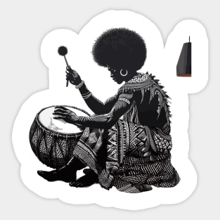 Afrocentric Man Drum Sticker